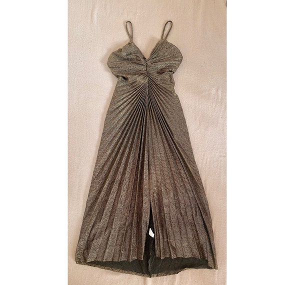 Vintage 1970's Gold Lurex Pleated Disco Dress