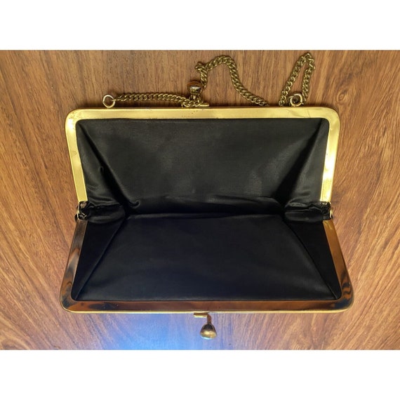 Vintage Mid Century Handbag Purse 1950s Black taf… - image 3