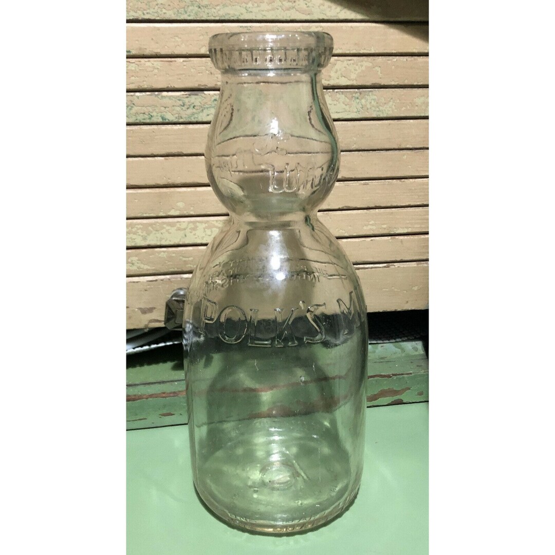 Vintage Polks Milk Quart Dairy Cream Top Bottle It Whips Indianapolis