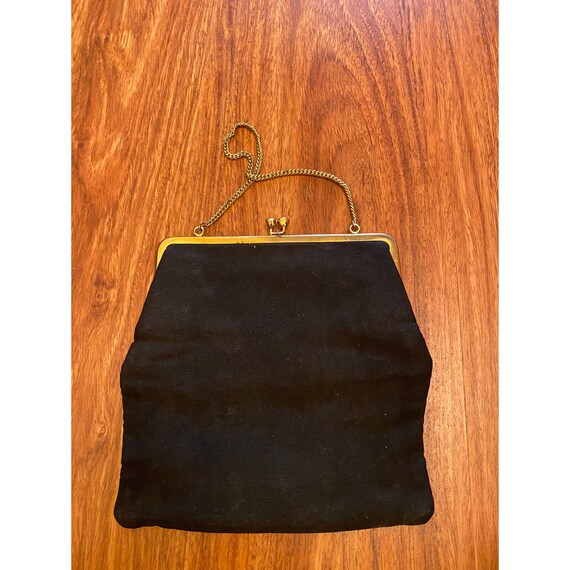 Vintage Mid Century Handbag Purse 1950s Black taf… - image 2