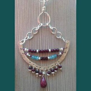 Statement Pendant Sterling and Gemstone Tribal Style | Genuine Ruby | Healing Gemstones | Pearl accents |
