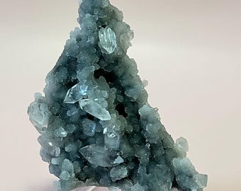 Green chalcedony crystal with Diamond apophyllite druzy crystal stalactite crystal zeolite specimen crystal home decor gift for home