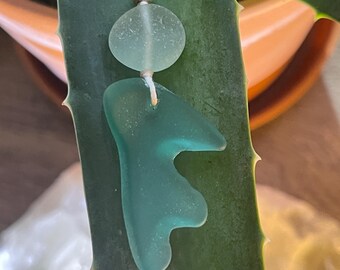 Sea Glass Necklace,  Winged Witness Talisman, Handmade Beach Glass Jewelry, Spiritual Gift, Sea Glass Pendant