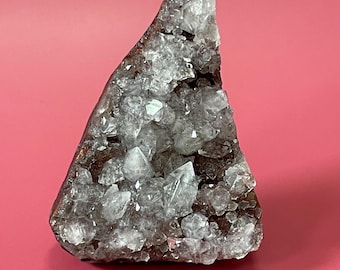 Diamond Apophyllite on Red Chalcedony Druzy Chalcedony Crystal Apophyllite Zeolite Specimen Rare Crystal Home Decor Gift Druzy Crystal