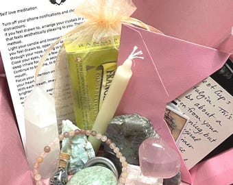 Self Love Crystal Box – Intuitively Chosen Crystals for Meditation & Self Care Gift Set