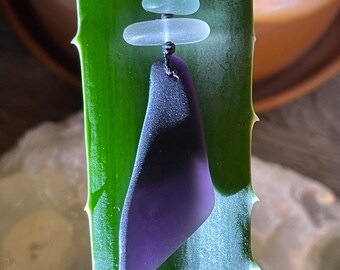 Sea Glass Talisman Necklace, Smoke and Mirrors Talisman, Handmade Beach Glass Jewelry, Spiritual Gift, Sea Glass Pendant