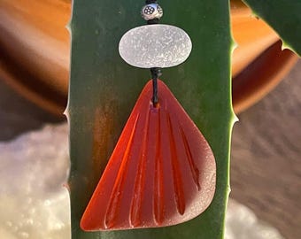 Sea Glass Necklace, Phoenix Rising Talisman, Beach Jewelry, Spiritual Gift, Sea Glass Pendant