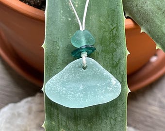 Sea Glass Necklace, Low Tide Talisman, Seafoam Sea Glass Pendant, Ancient Roman Glass, Ocean Inspired Jewelry