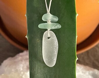 Sea Glass Necklace, Illuminated Breath Talisman, Handmade Beach Glass Jewelry, Spiritual Gift, Sea Glass Pendant