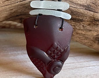 Sea Glass Necklace, River Guardian Talisman, Beach Glass Pendant, Ocean Inspired Jewelry, Vintage Glass