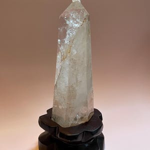 Quartz Tower XL Quartz Obelisk with Golden Healer in Quartz Crystal Home Decor Gift Wedding Gift Meditation Crystal Statement Piece
