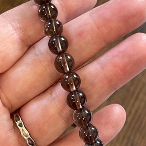 Smoky Quartz Bracelet Beaded Gemstone Bracelet Crystal Stretch Bracelet Smoky Quartz Jewelry Gift for Her Gift for Him