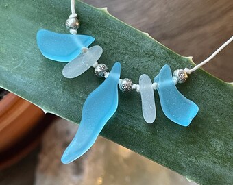 Sea Glass Necklace with Ancient Roman Glass Skywater Reliquary Necklace
