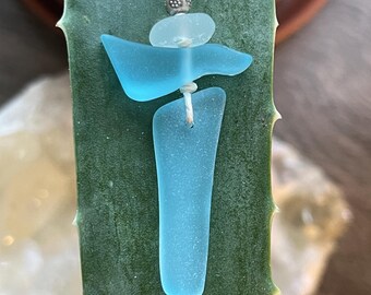 Sea Glass Necklace, Sky Talisman, Handmade Beach Glass Jewelry, Spiritual Gift, Sea Glass Pendant