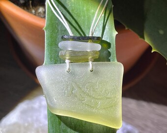 Sea Glass Necklace, Salt Dawn Talisman, Beach Glass Pendant, Ocean Inspired Jewelry, Vintage Glass