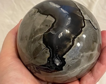 Volcano Agate Sphere UV reaction Crystal Large Volcano Agate Crystal Ball healing energy Crystal Home Decor