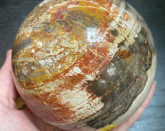 Petrified Wood Sphere UV Reactive Petrified Wood Crystal Ball Crystal Large Petrified Wood Sphere Crystal Home Decor Statement Piece