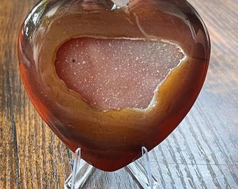 Cuore di corniola, cristallo druzy, cuore di cristallo intagliato, regalo per la casa per gli amanti, cristallo druzy, pietra di palma