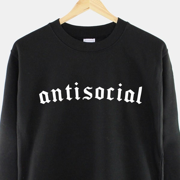 Antisocial Sweatshirt - Anti Social Goth Sweater - Black Womens Gothic Jumper