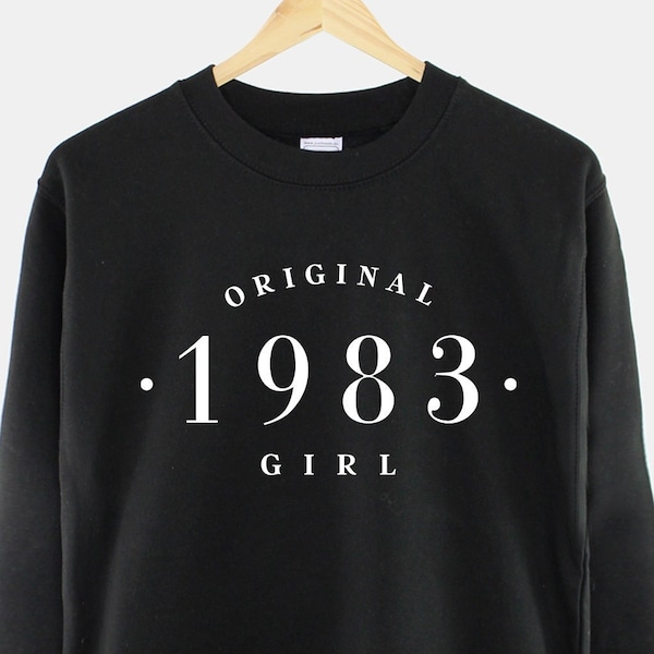 Original 1983 Girl Sweatshirt - Womens Vintage 40th Birthday Shirt - Ladies Birth Year Numbers Jumper