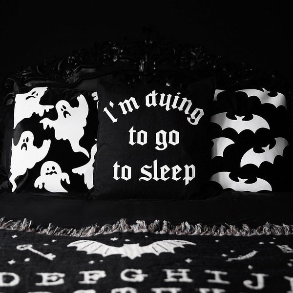 I'm Dying To Go To Sleep Cushion Cover - Gothic Pillow Case - Black Gothic Home Decor