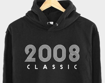 2008 Classic Retro 16. Geburtstag Hoodie Shirt - Jungen Geburt Jahr Zahlen Hoody