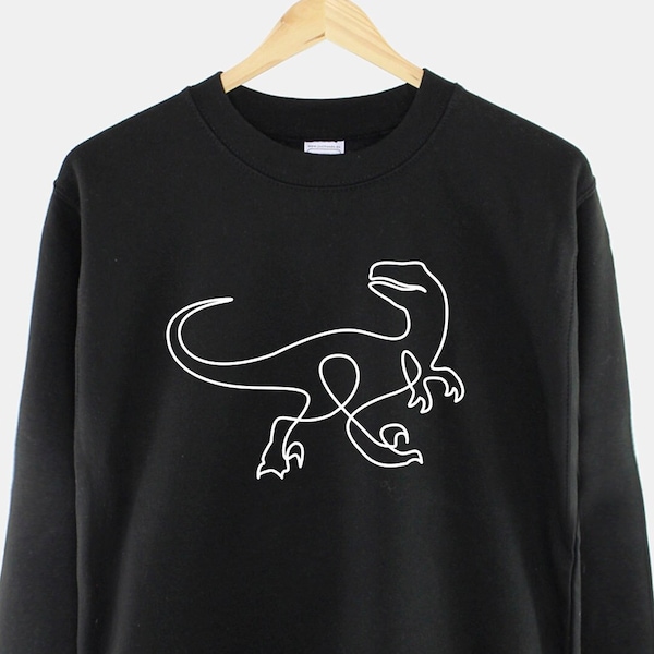 Dinosaur Sweatshirt - Minimalistic Mens Sweatshirt - Raptor Print Sweatshirt - Velociraptor Sweatshirt