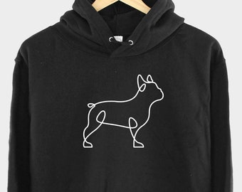 Womens French Bulldog Hoodie: Minimalist Line Art, Soft Cotton Blend