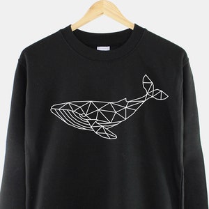 Geometric Whale Sweatshirt - Geometric Humpback Whale Sea Sweater - Nautical Beach Jumper