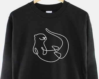 Sudadera Otter: Diseño minimalista de líneas, suéter de mezcla de algodón.
