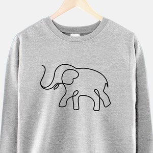 Minimal Elephant Sweatshirt - Womens Elephant Sweater - Simplistic Elephant Sweatshirt