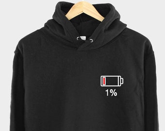 No Energy Lounge Hoodie - Low Battery Hoody - Permanently Tired Shirt - Sleep Hooded Sweatshirt