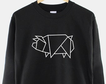 Geometric Pig Sweatshirt: Simple Cotton/Poly Blend Sweater