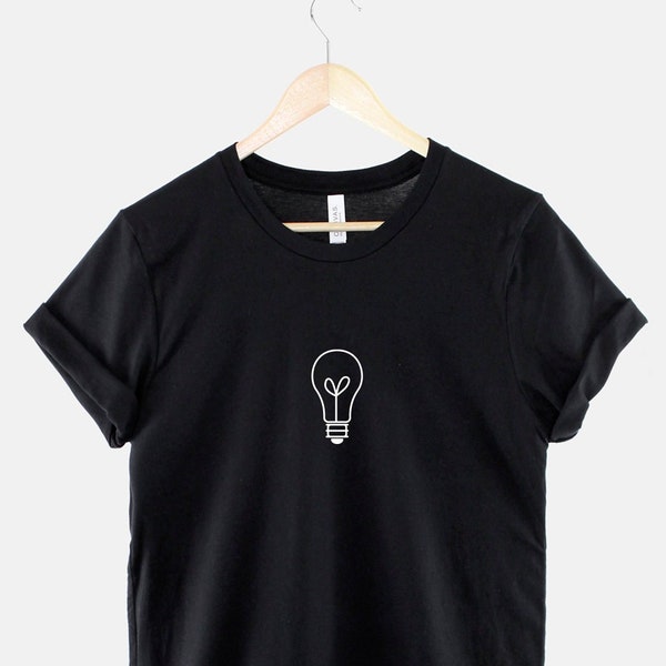 Little Lightbulb T Shirt - Bespoke Boho TShirt - Cute Light Bulb Good Vibes - Positive T-Shirt
