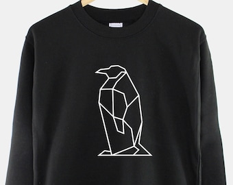 Geometric Penguin Sweatshirt: Cotton-Blend Print Jumper