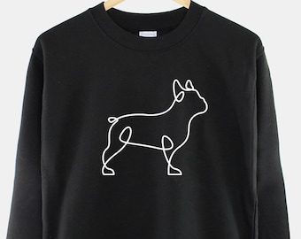 French Bulldog Sweatshirt: Minimalist Line Art, Cotton Blend