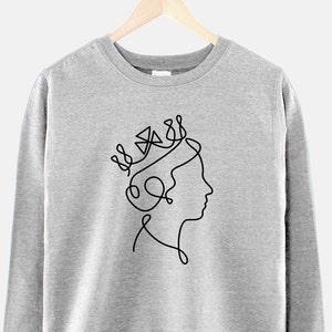 Queen Elizabeth Line Art Sweatshirt - Minimalist England Sweater