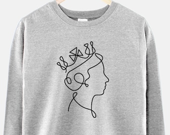 Queen Elizabeth Sweatshirt - Queen Elizabeth Print Shirt - Queen Of England Sweater - Minimal Queen Elizabeth II Sweatshirt