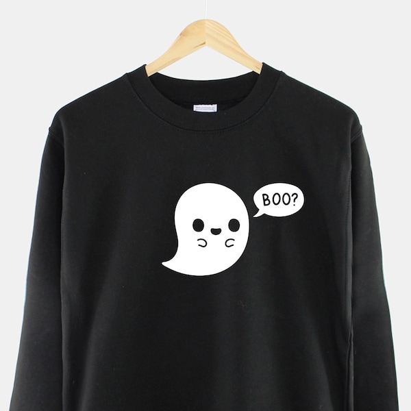 Cute Ghost Halloween Sweatshirt - Spooky Season Crew Neck