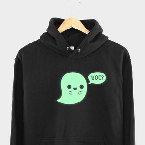 Cute Ghost Hoodie - Glow In The Dark Halloween Ghost Hoodie - Womens Cute Ghost Hoody