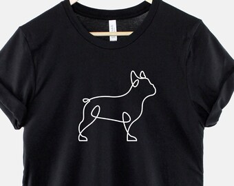 Camiseta minimalista con diseño de bulldog francés: camiseta de algodón suave.