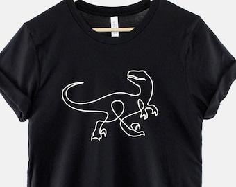T-shirt Raptor - Chemise dinosaure - T-shirt Velociraptor - Chemise dinosaure - T-shirt dinosaure minimal pour homme - T-shirt imprimé dinosaure jurassique