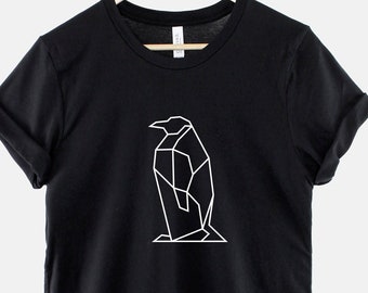 Geometric Penguin Shirt, Minimalist Animal T Shirt, Emperor Penguin Graphic Tee, Gift for Penguin Lover