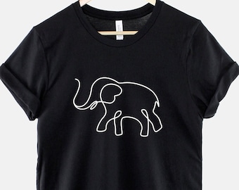 Minimalist Elephant Shirt, Cute Elephant T Shirt, Animal Lover Graphic Tee, Gift for Wildlife Fan