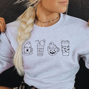 Halloween Coffee Cup Sweatshirt: Pumpkin Spice Latte Sweater