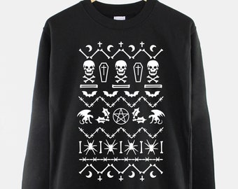 Goth Christmas Sweater - Goth Christmas Jumper - Gothic Ugly Christmas Sweatshirt