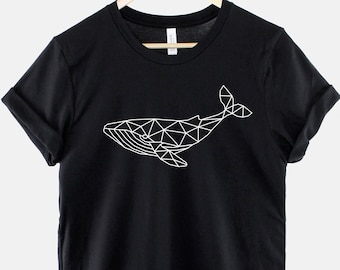 Geometric Whale Shirt, Humpback Whale T Shirt, Nautical Ocean Graphic Tee, Gift for Marine Life Lover