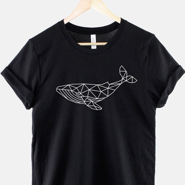 Whale T-Shirt - Geometric Humpback Whale Nautical Design Shirt Print - Beach Ocean Sea TShirt