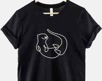 Otter T-Shirt - Otter Shirt - Womens Otter Line Drawing Tshirt - Otter Shirts - I Love Otters - Otter Gift