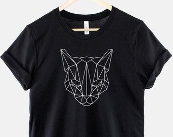 Geometric Cat T-Shirt - Cat Face TShirt - Minimal Cat Print T shirt